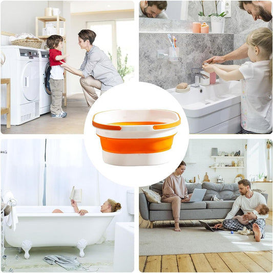 Cubo plegable, cubo plegable, bañera de mango resistente, lavabo de baño