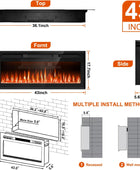 Chimenea eléctrica de espejo de 43 pulgadas montada en la pared y empotrada,...