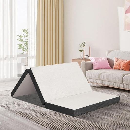 Colchón de espuma viscoelástica plegable de 4 pulgadas, portátil, plegable, de