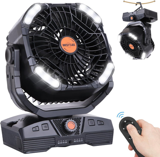 Ventilador de campamento de 20000 mAh recargable con batería para exteriores,...