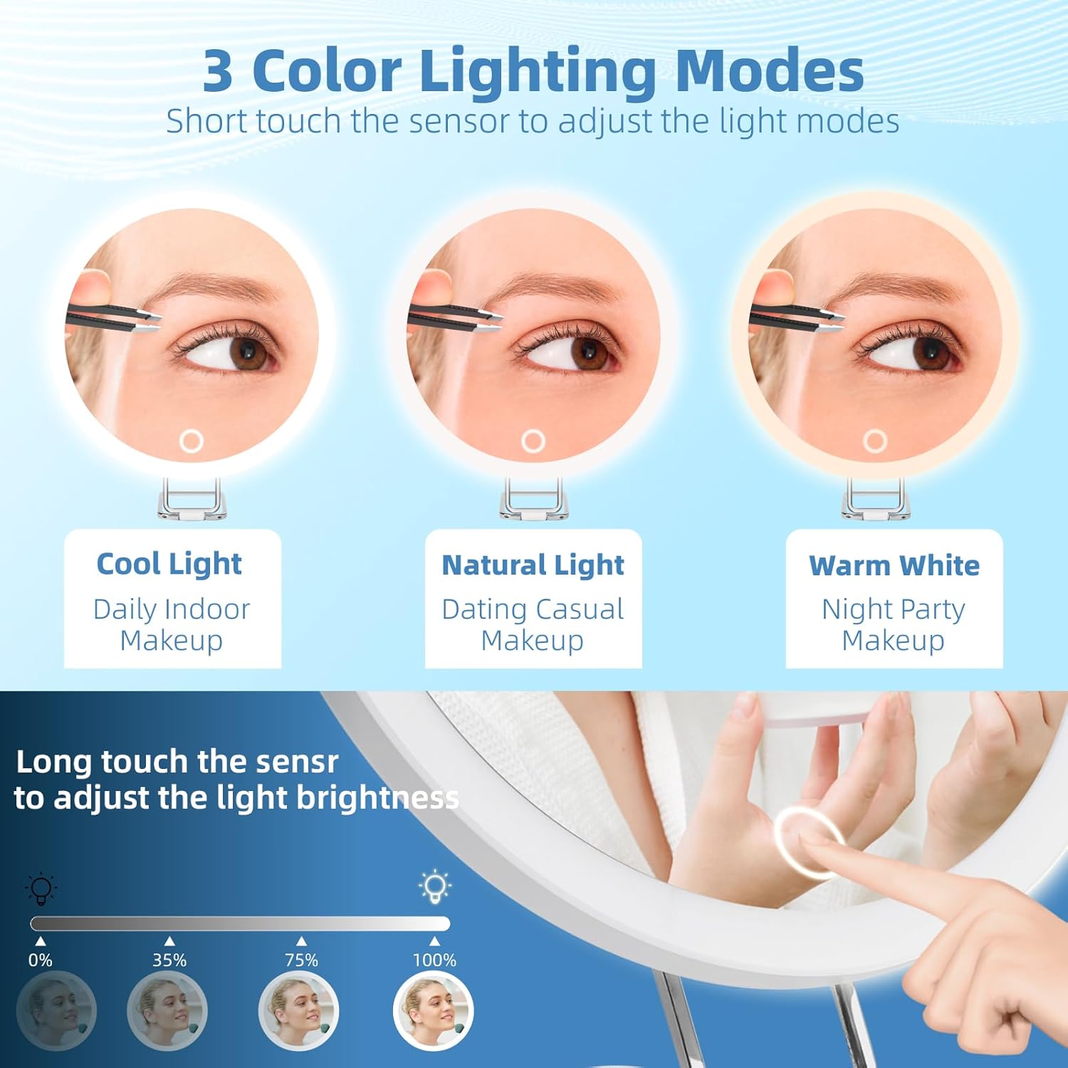 Espejo de aumento con luz 30X, grande recargable de 6 pulgadas, 3 modos de...