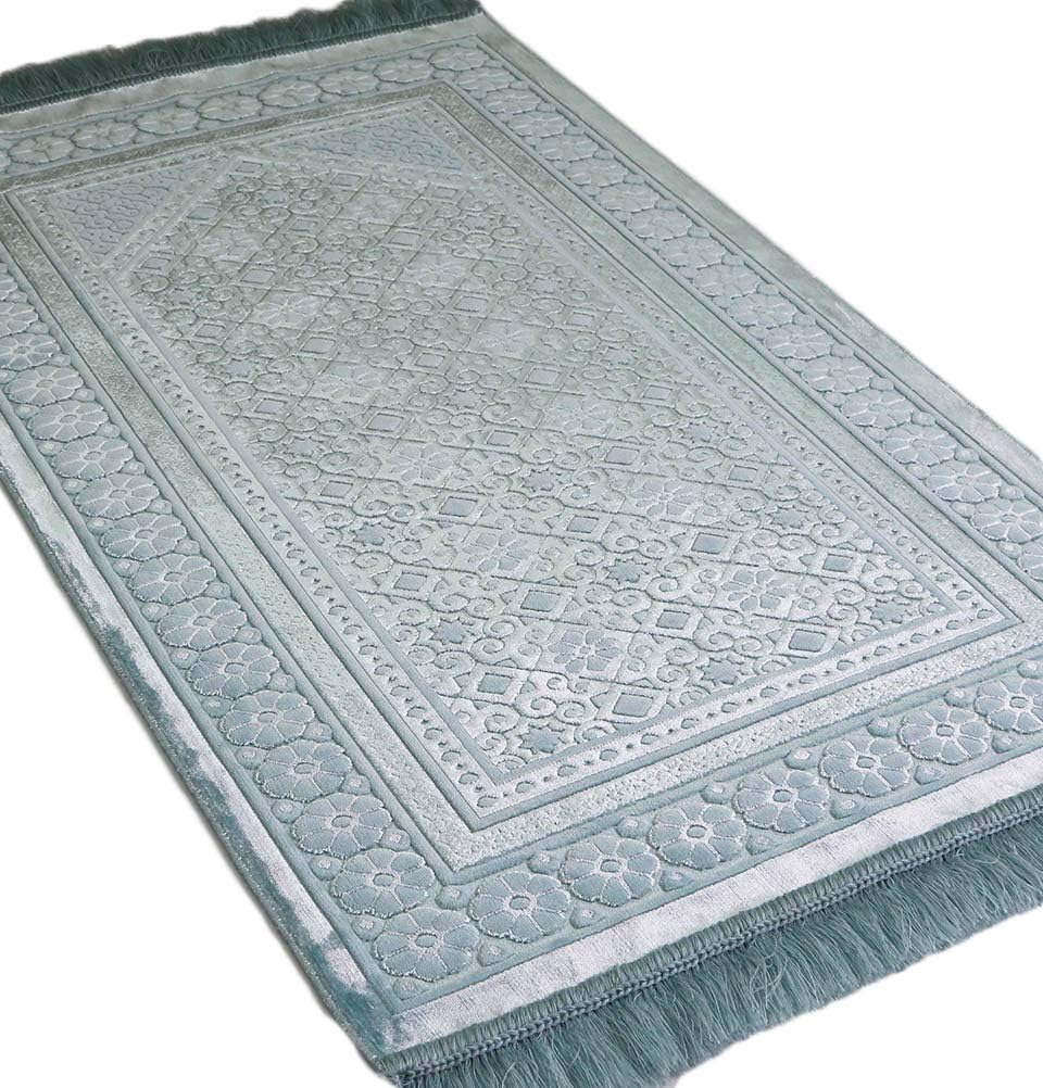Modefa Alfombra de oración de terciopelo con cuentas de oración Ramadán Eid...