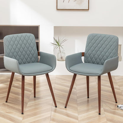 Mid Century Modern Dining Chairs Set of 2 Accent Faux Leather Chair Bentwood