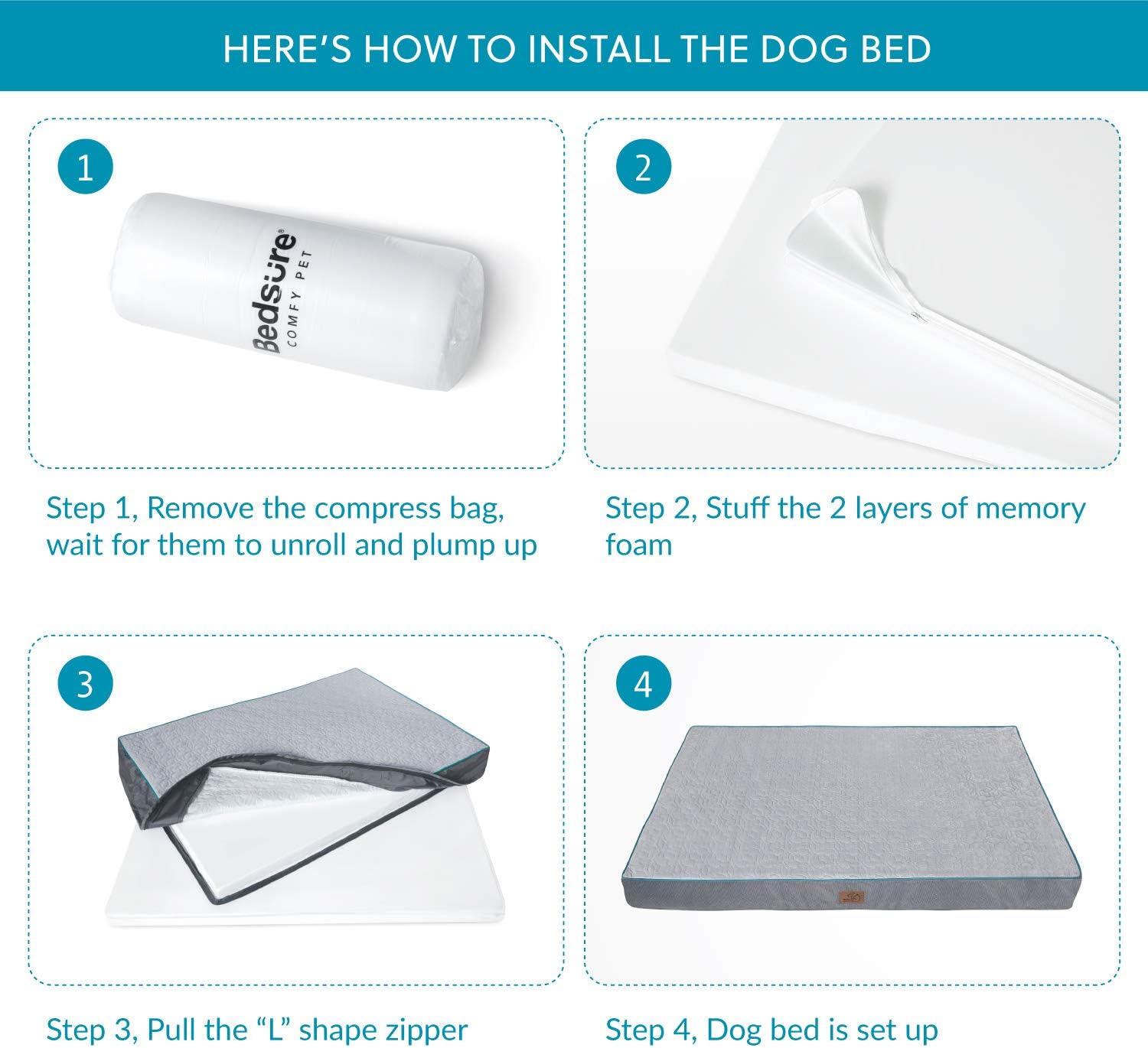 Bedsure - Cama ortopédica para perros extragrandes, cama de espuma...