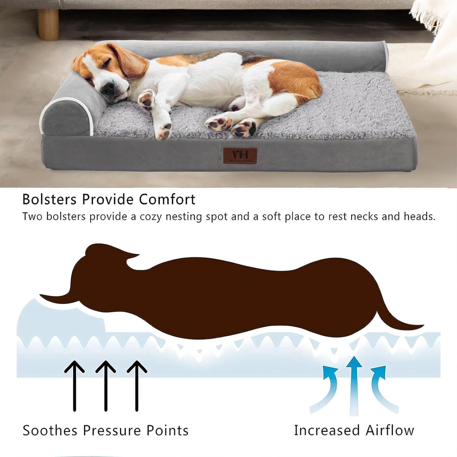 Camas ortopédicas para perros de tamaño mediano, sofá cama para mascotas con...