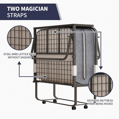 Cama plegable, cama plegable de 75 x 38 pulgadas con colchón de 5 pulgadas de