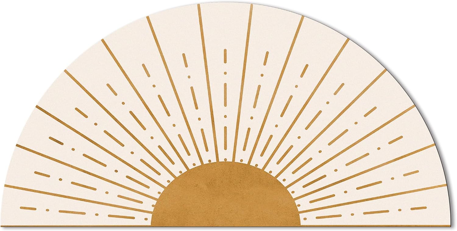 Mingnei Tapete de baño retro bohemio con forma de sol y amanecer y sol de...