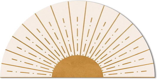 Mingnei Tapete de baño retro bohemio con forma de sol y amanecer y sol de...