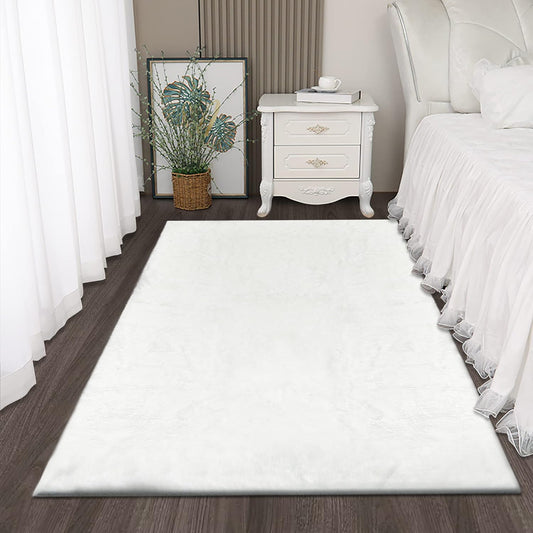Alfombra blanca suave y esponjosa de 3 x 5 pies de piel sintética lavable para