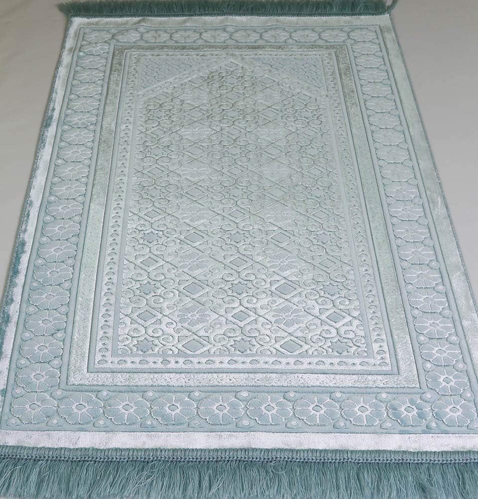 Modefa Alfombra de oración de terciopelo con cuentas de oración Ramadán Eid...