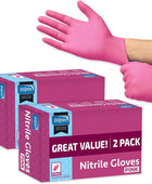 Inspire Guantes desechables sin látex Guantes de nitrilo rosa para peluquería y