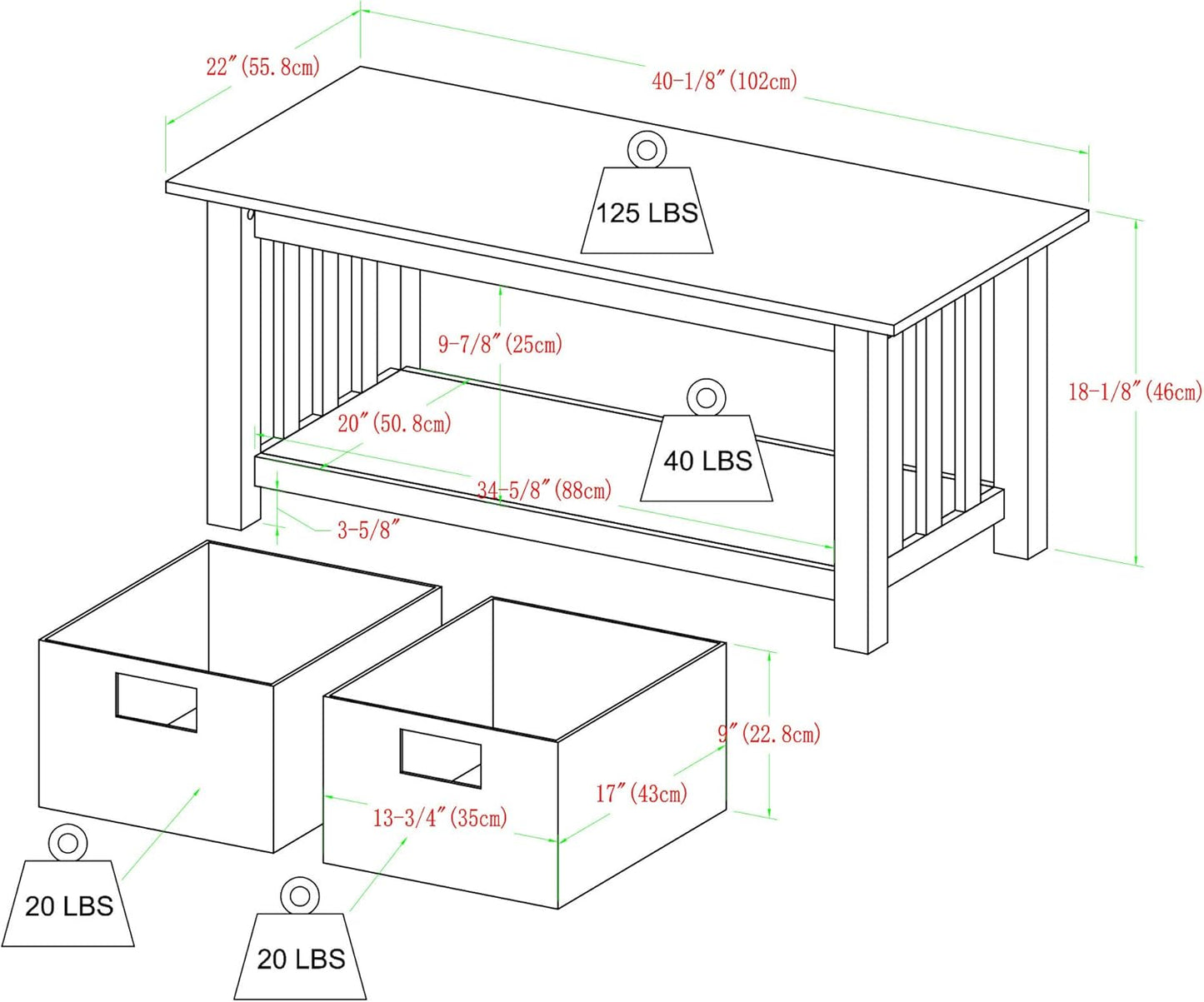 WE Furniture - Mesa de centro