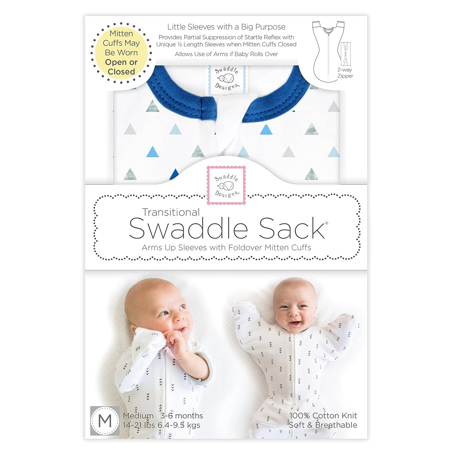 SwaddleDesigns Saco de transición para envolver con mangas de media longitud...