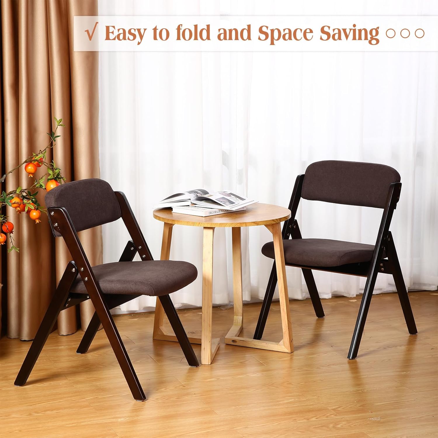Kigley Paquete de 2 sillas de comedor plegables con asientos acolchados, sillas...
