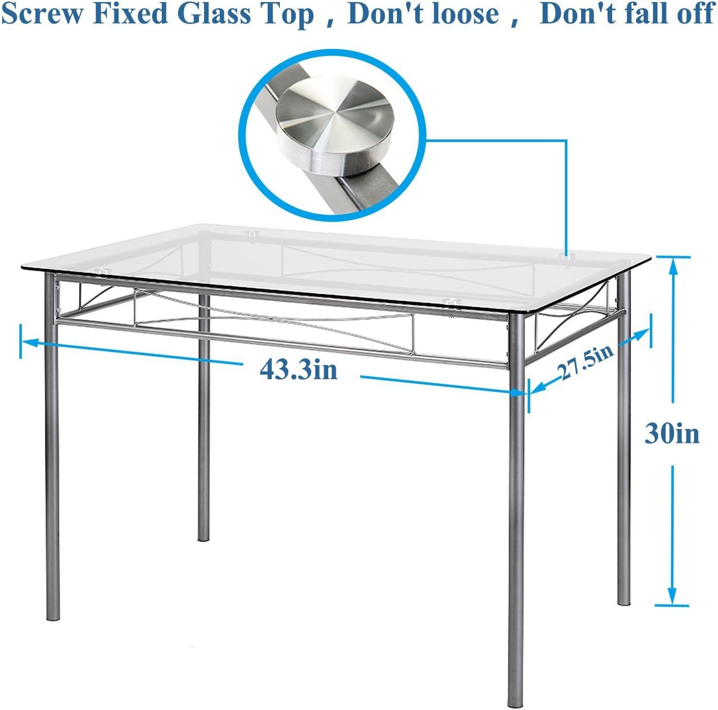 VECELO Mesa y sillas de comedor de cocina, 4, juegos de comedor de 5 piezas,...