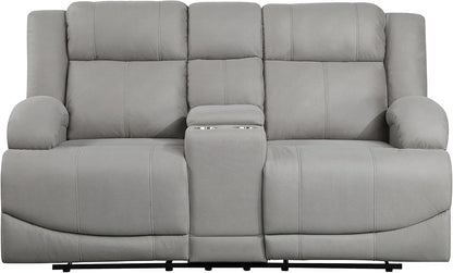 Lexicon Landwood - Sofá biplaza reclinable doble manual, color gris