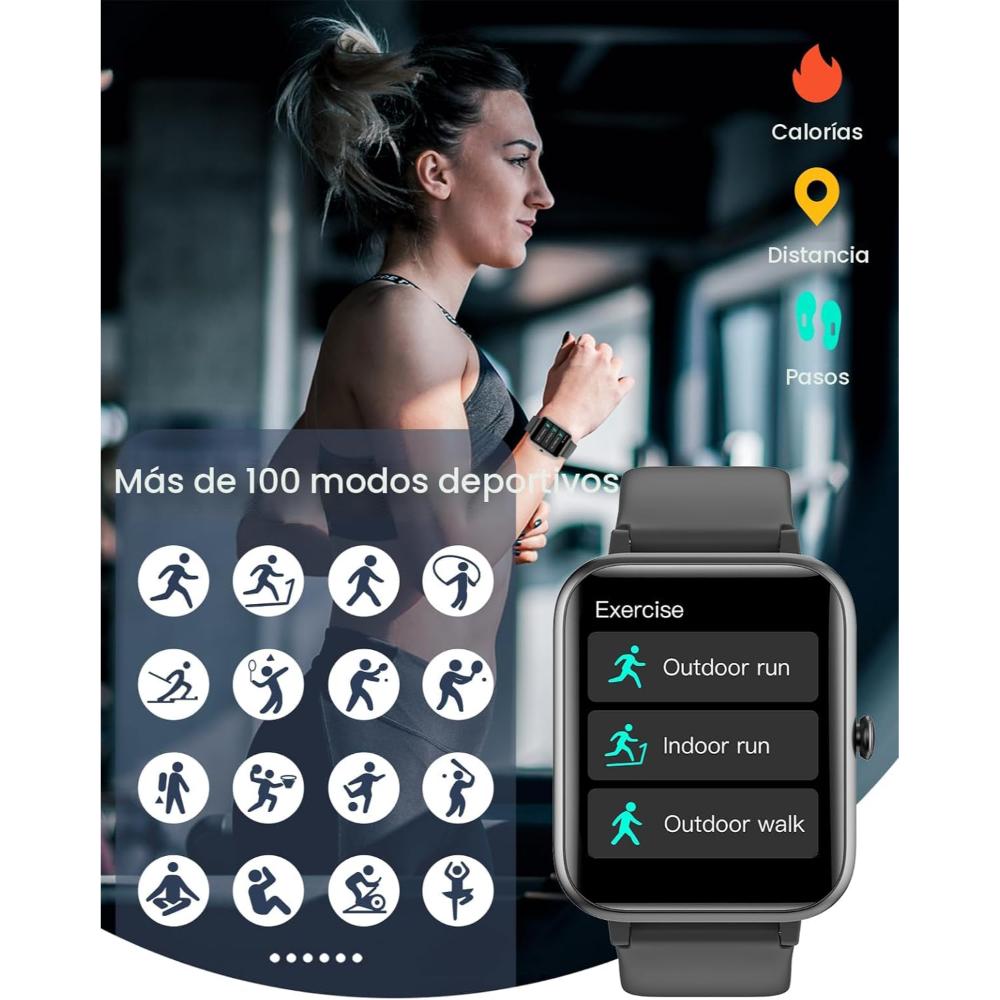 Reloj inteligente para teléfonos iOS y Android, unisex, con IP68