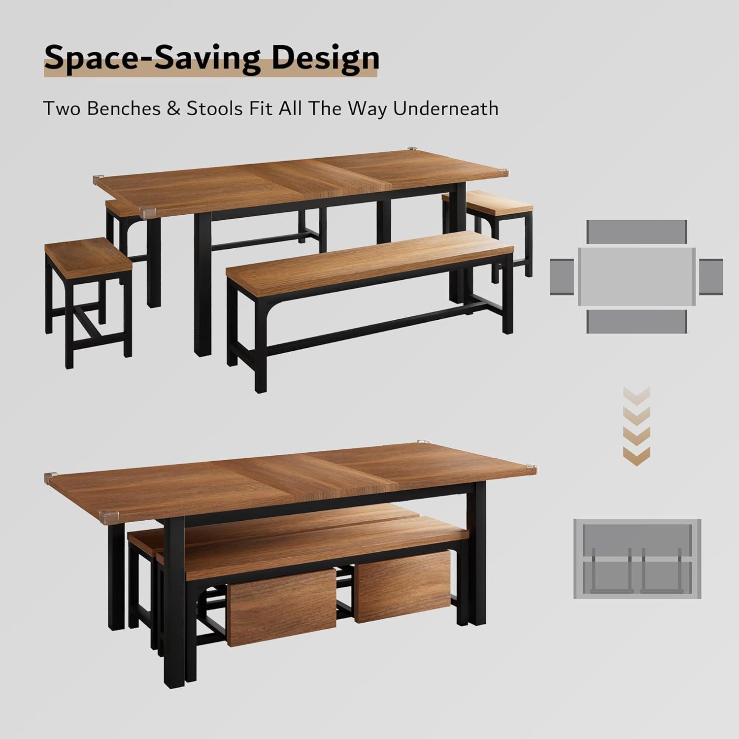 Juego de mesa de comedor de 5 piezas para 4-8 personas, juego de mesa de cocina