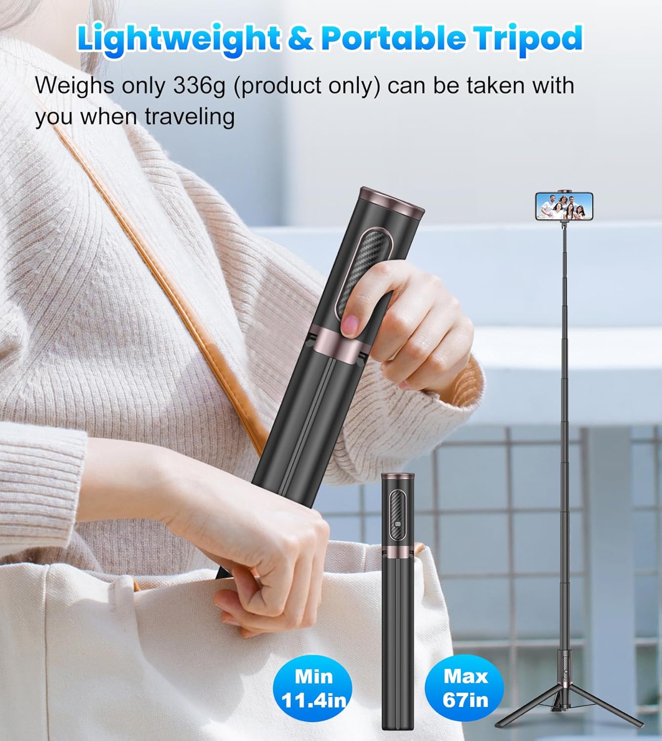 TONEOF Trípode para selfie para teléfono celular de 67 pulgadas, soporte de...