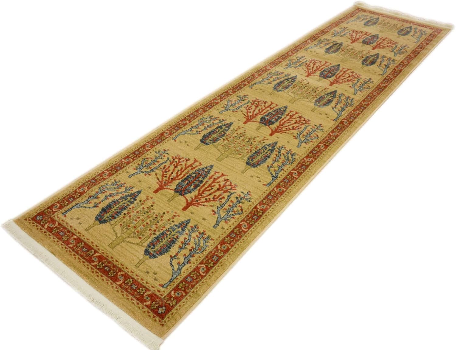 Fars Collection Alfombra moderna de diseño botánico inspirado en tribal, 2 pies