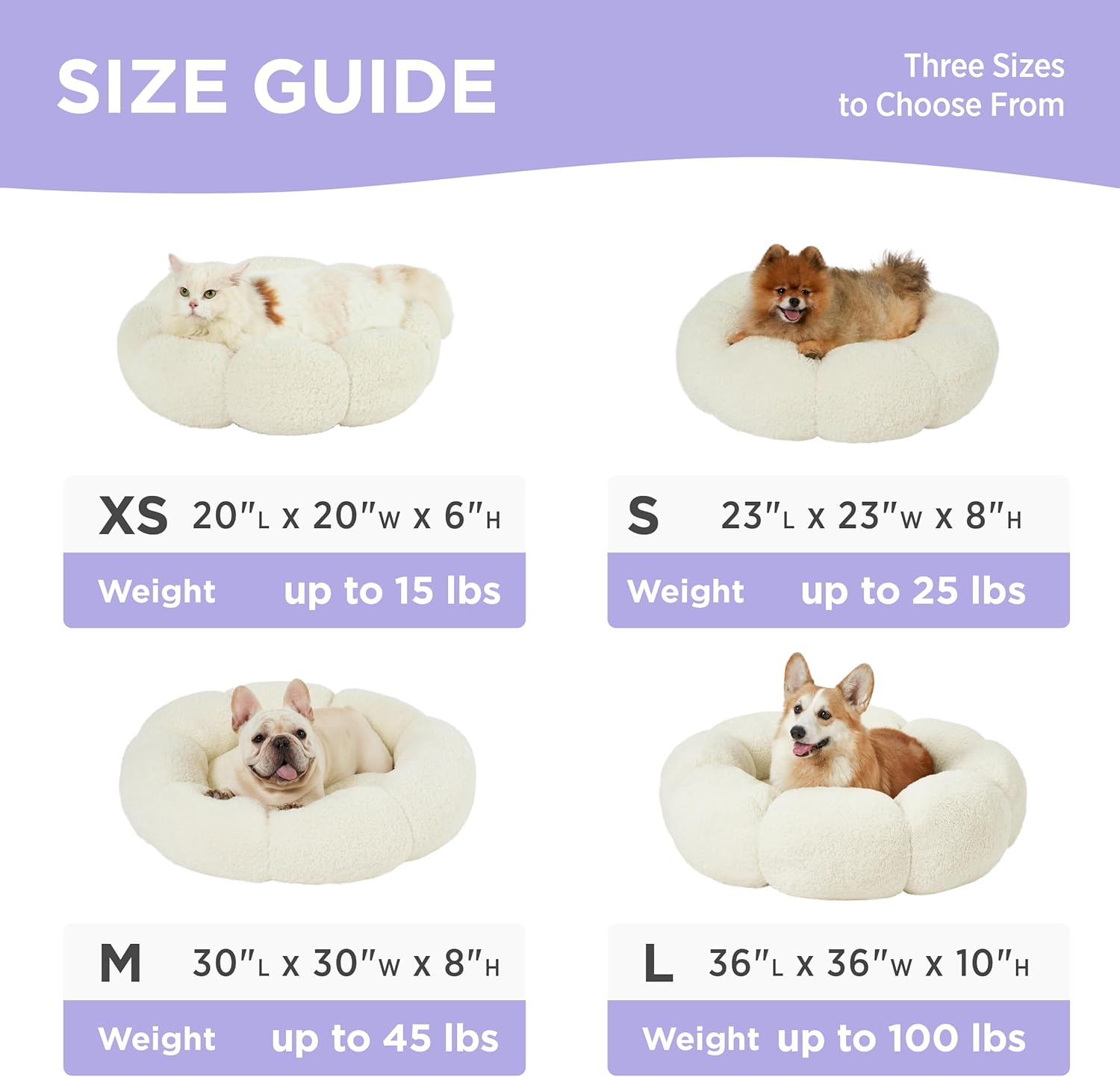 Lesure - Cama calmante para perros pequeños, cama redonda y esponjosa con forma...