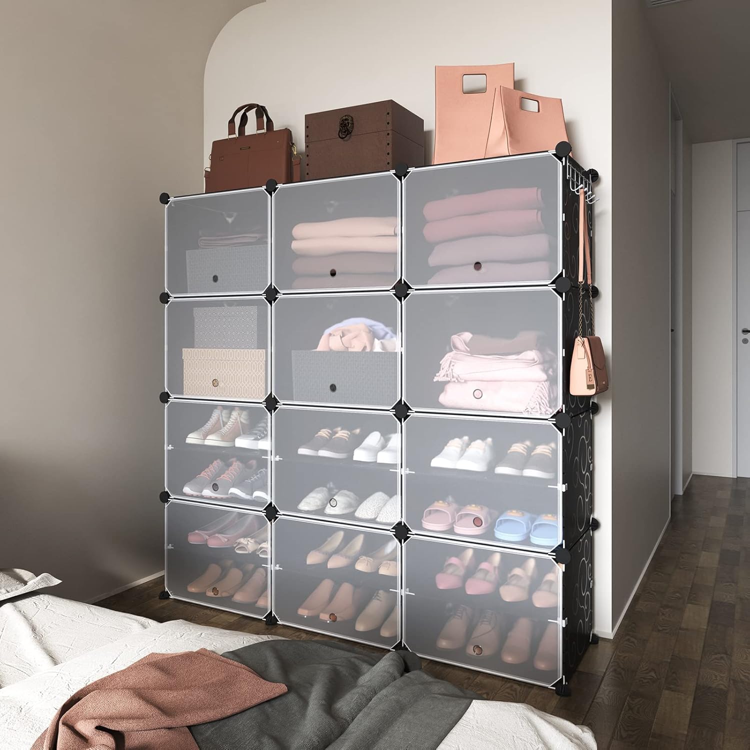 ROJASOP Organizador portátil de zapatos de 8 niveles, organizador de zapatos de...