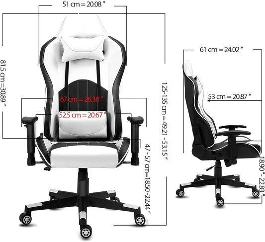 TNHS Sillas ergonómicas de color blanco para videojuegos, sillas de oficina