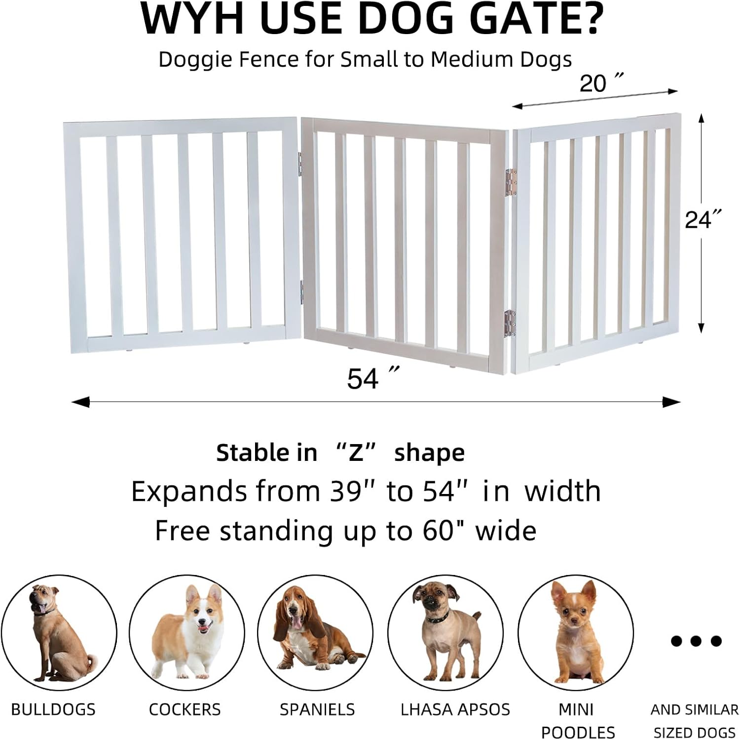 ZJSF Puerta independiente para perros de interior para casa, puerta plegable de...