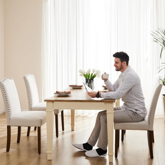 Sweetcripy Juego de 4 sillas de comedor tapizadas de cuero de alta gama con