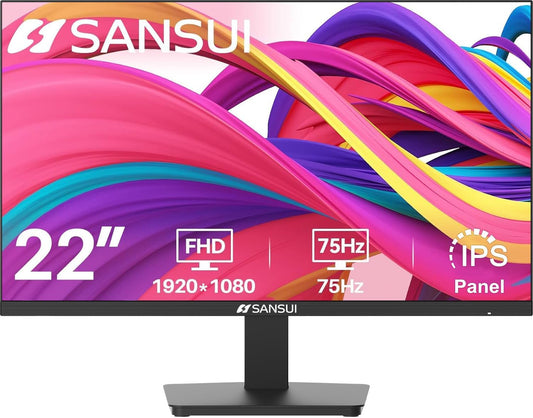 SANSUI Monitor de 22 pulgadas IPS Panel 1080p FHD 75Hz Monitor de computadora...