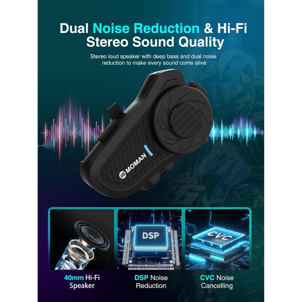 Auriculares inalámbricos para casco de motocicleta Moman H2