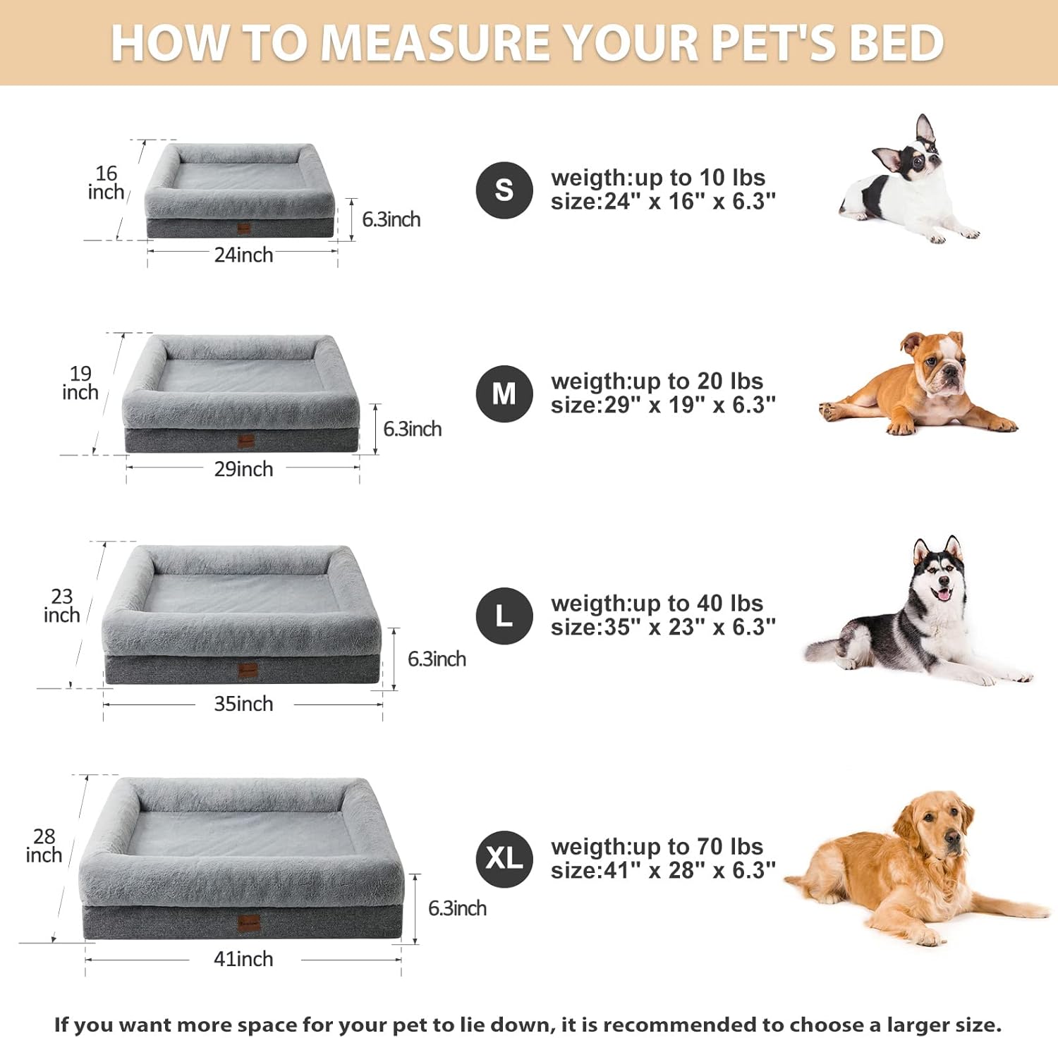 BFPETHOME Sofá cama para perros - Cama lavable para perros con cojín y fundas...