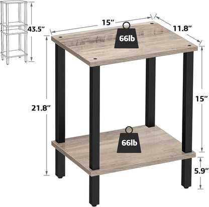 Mesa auxiliar, mesa auxiliar, mesita de noche, estante de almacenamiento de 2