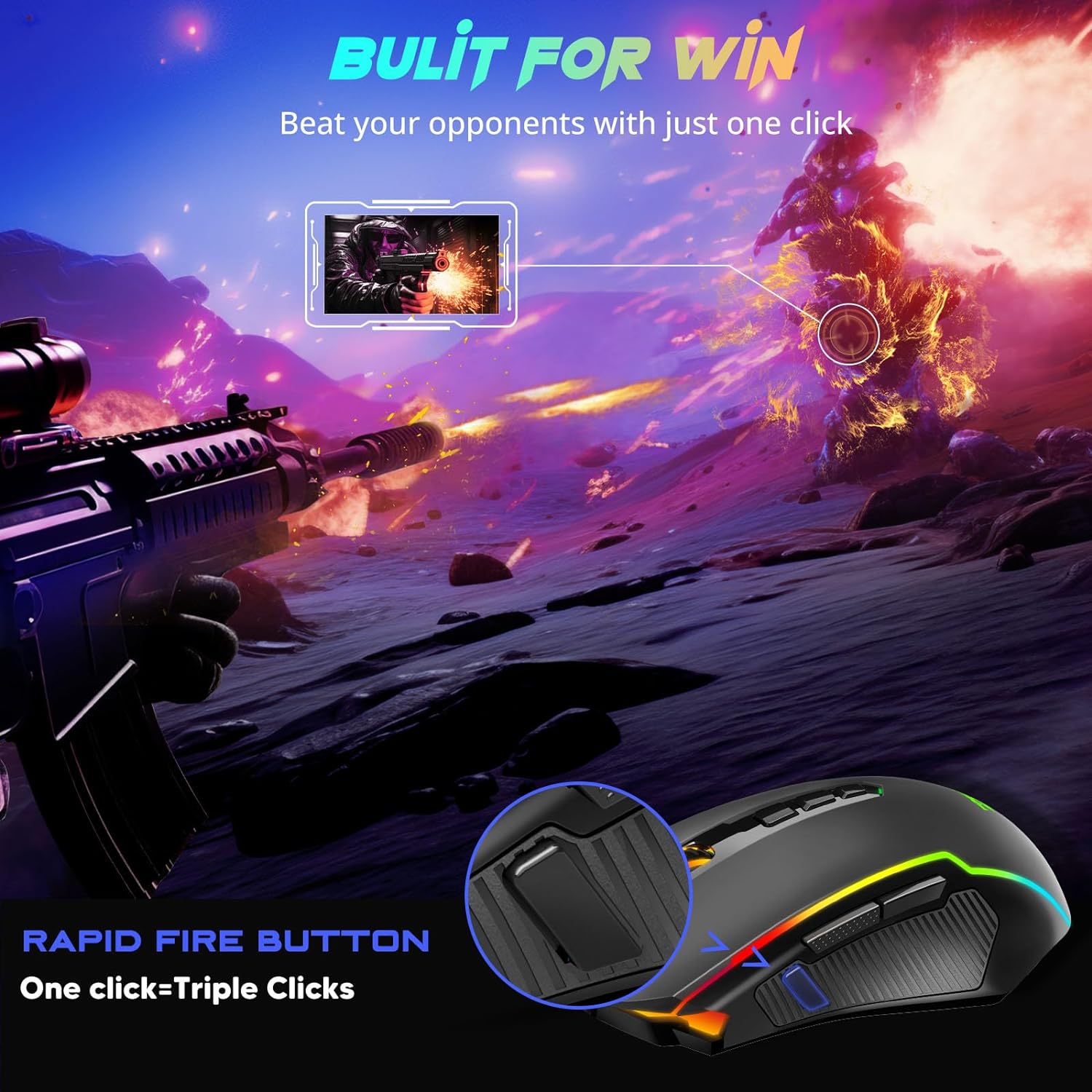 Redragon Mouse para juegos, mouse inalámbrico para juegos con 8000 DPI, ratones...