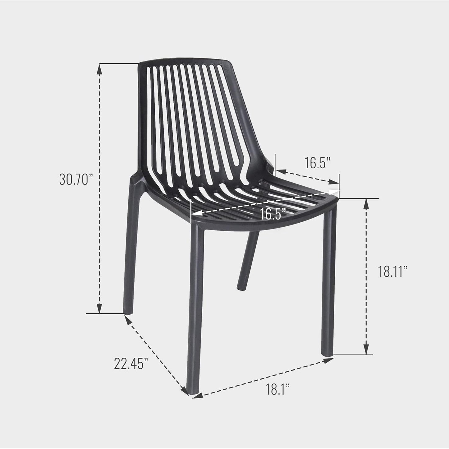 LeisureMod Acken Mid-Century - Silla auxiliar apilable de plástico moderno para...