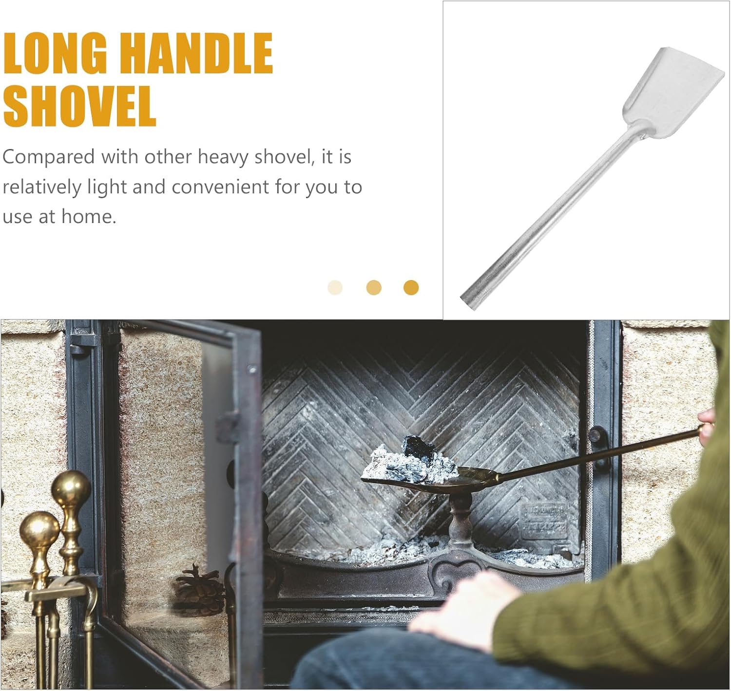 Pala de cenizas para chimenea Pala de carbón de hierro, pala de póquer,...