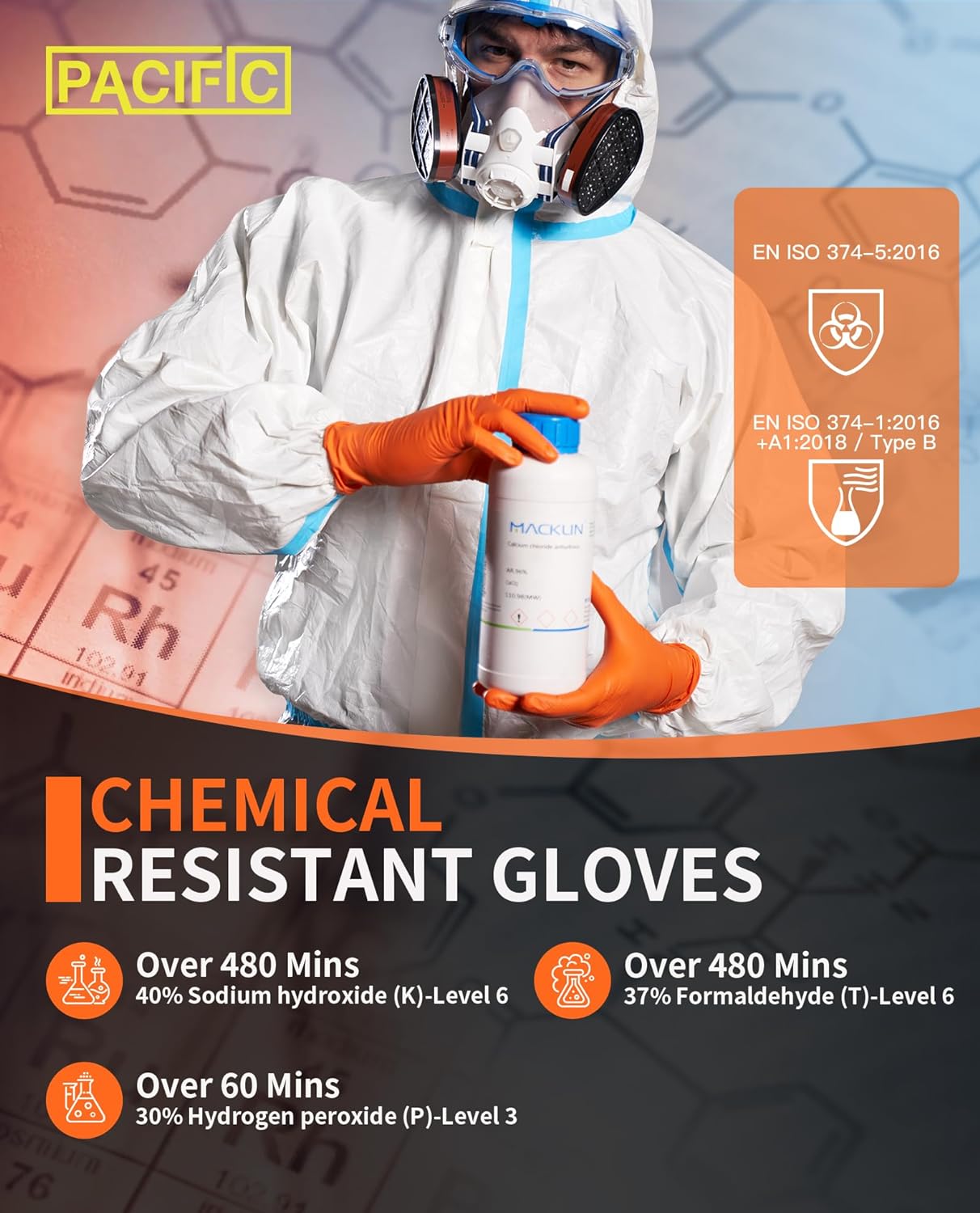 Guantes industriales desechables de nitrilo naranja, 8 mil, sin látex, textura