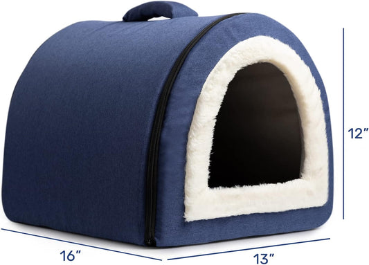 Hollypet Cama de lino para gatos, autocalentable 2 en 1, plegable, con forma de...