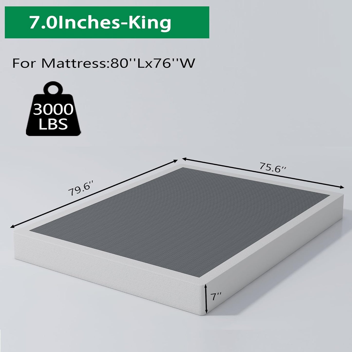 ALDRICH Base de colchón de metal resistente de 7 pulgadas, capacidad máxima de