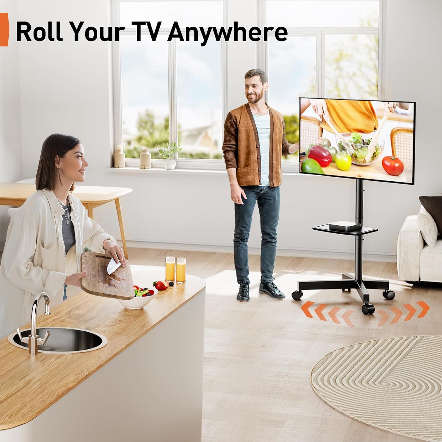 Perlegear Soporte de TV rodante para pantalla plana LED de 23 a 60...