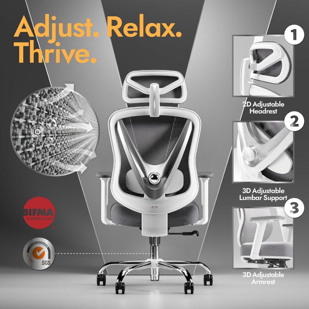 Silla de oficina HOLLUDLE Blanco ergonómica