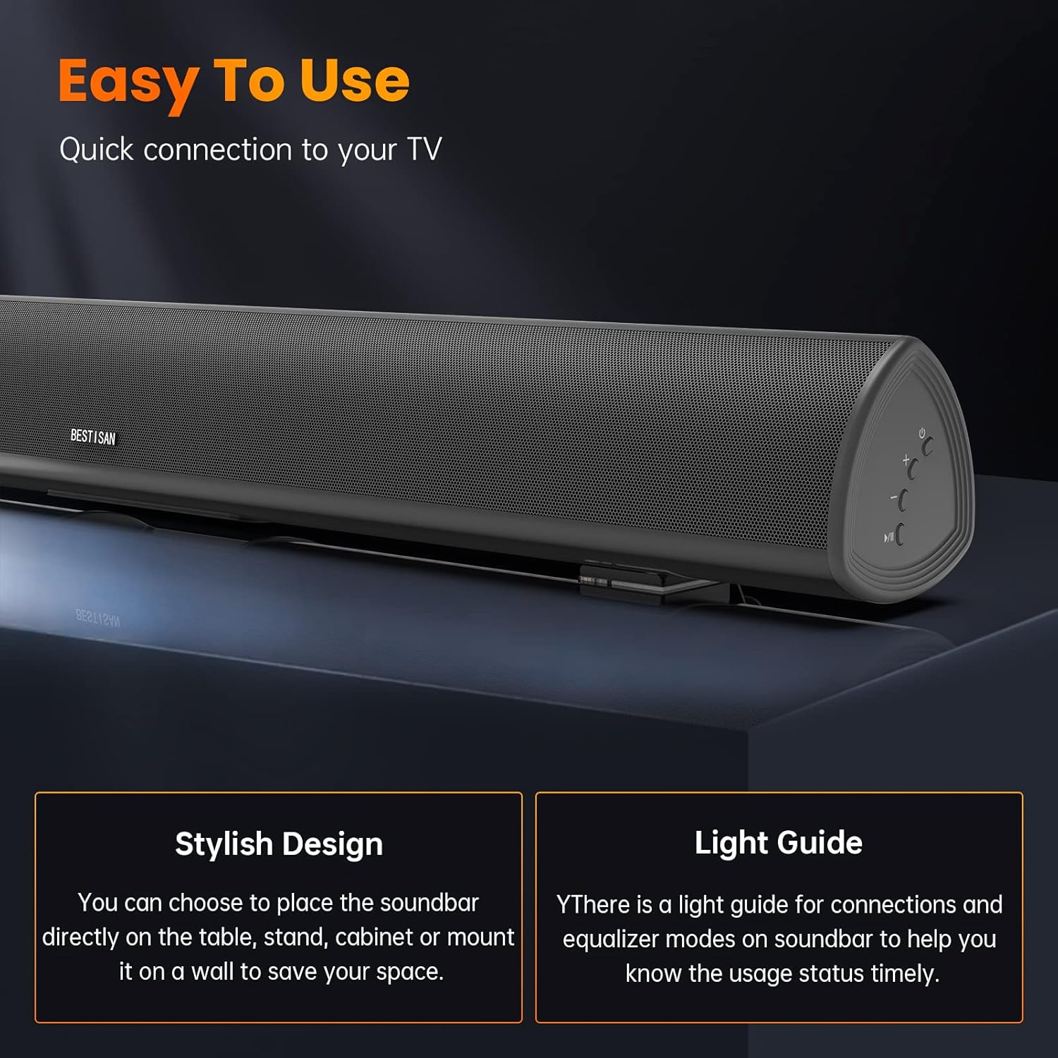 BESTISAN Barra de sonido de 100 vatios y 40 pulgadas, barra de sonido...