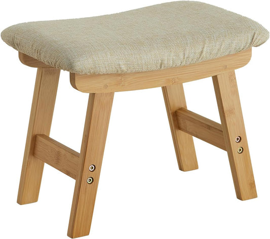 Taburete para pies, reposapiés otomano, taburete de bambú debajo del...