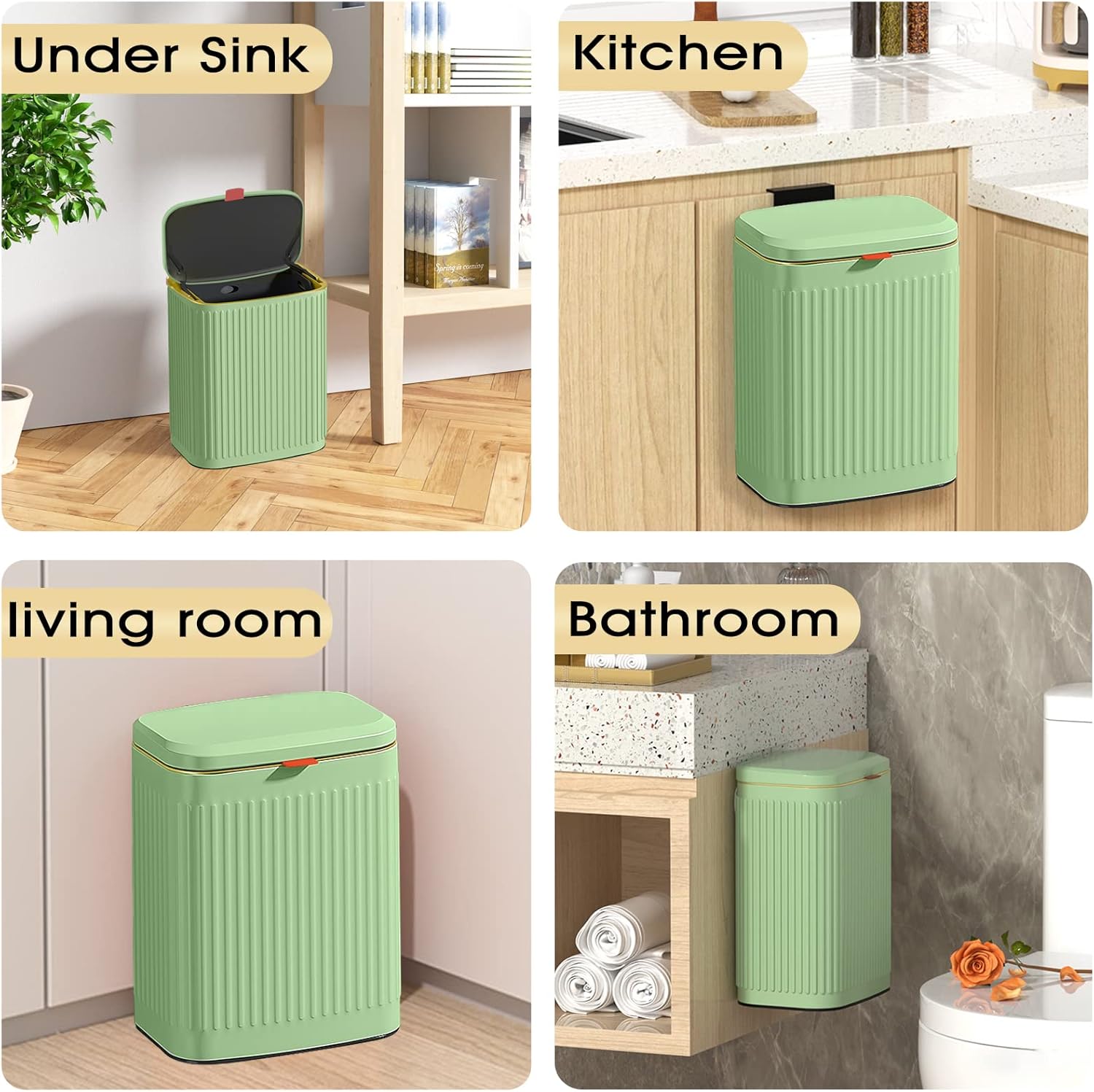GloDeals Basurero de cocina con tapa, bote de basura pequeño 2 en 1 para...