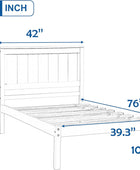 P PURLOVE Base de cama de tamaño individual, cama de plataforma de madera...