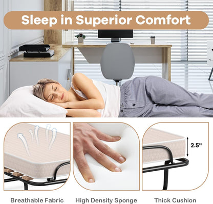 Cama plegable plegable con colchón de espuma viscoelástica suave, cama portátil