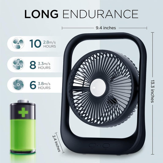 Ventilador personal con linterna LED, ventilador de escritorio portátil con...