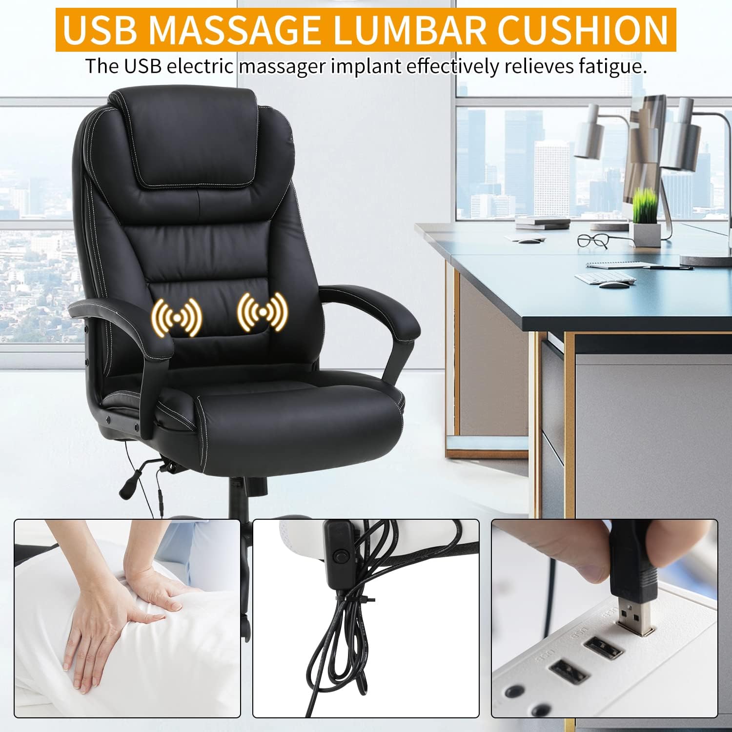 Silla de oficina grande y alta para personas pesadas, 500 libras, silla de...