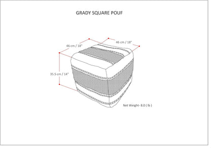 SIMPLIHOME Grady Puf cuadrado contemporáneo en tejido magenta y natural, para...