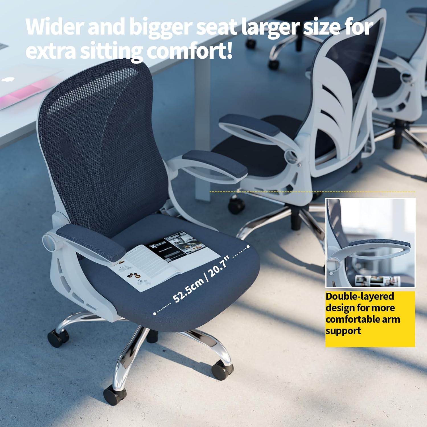 Silla de oficina ergonómica con respaldo plegable, silla de escritorio para...